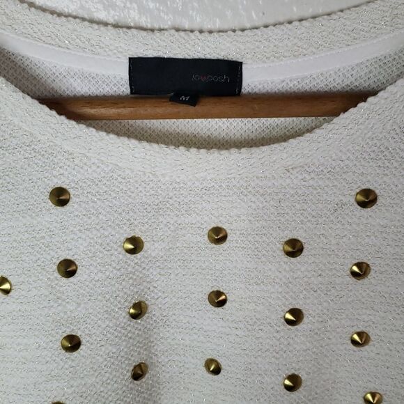 Lo Posh White Shimmery Studded Top Sz M - Picture 6 of 9